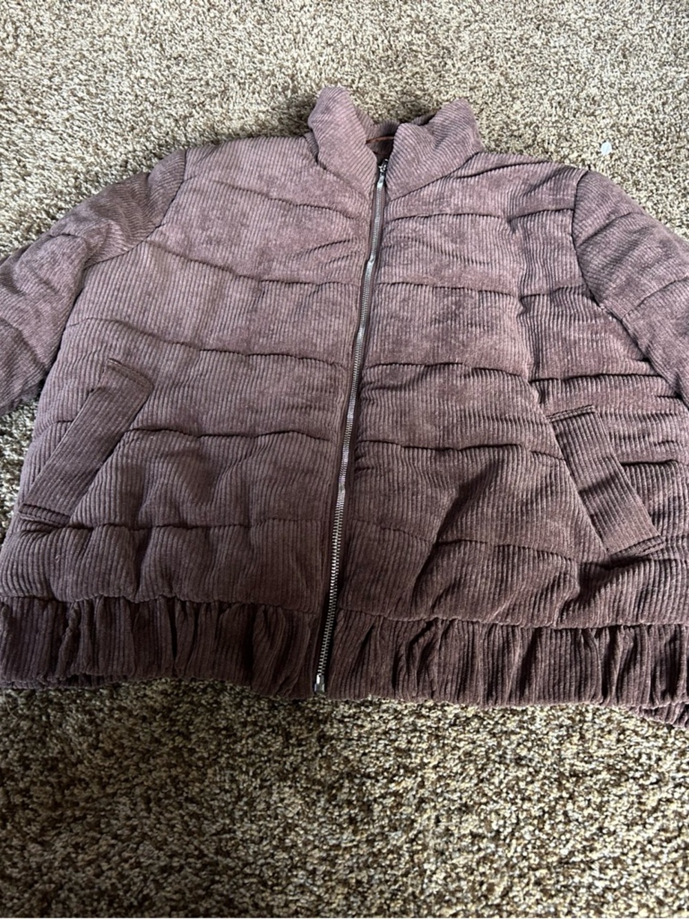 Papermoon Brown Corduroy Quilted Puffer Jacket